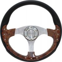 Pursuit 14" Woodgrain & Black Steering Wheel with Adaptor